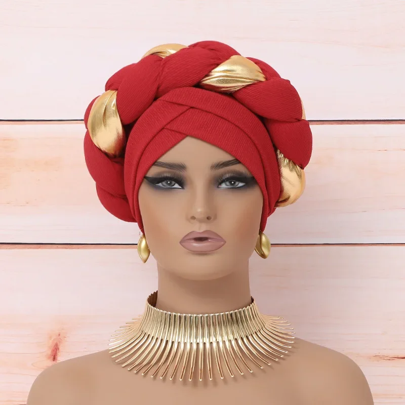 Elegantná turbanová čiapka Ženy Headwrap Bonnet African dámy hlavy obal moslimské turbanské klobúky večerné večierky Autogale Headar