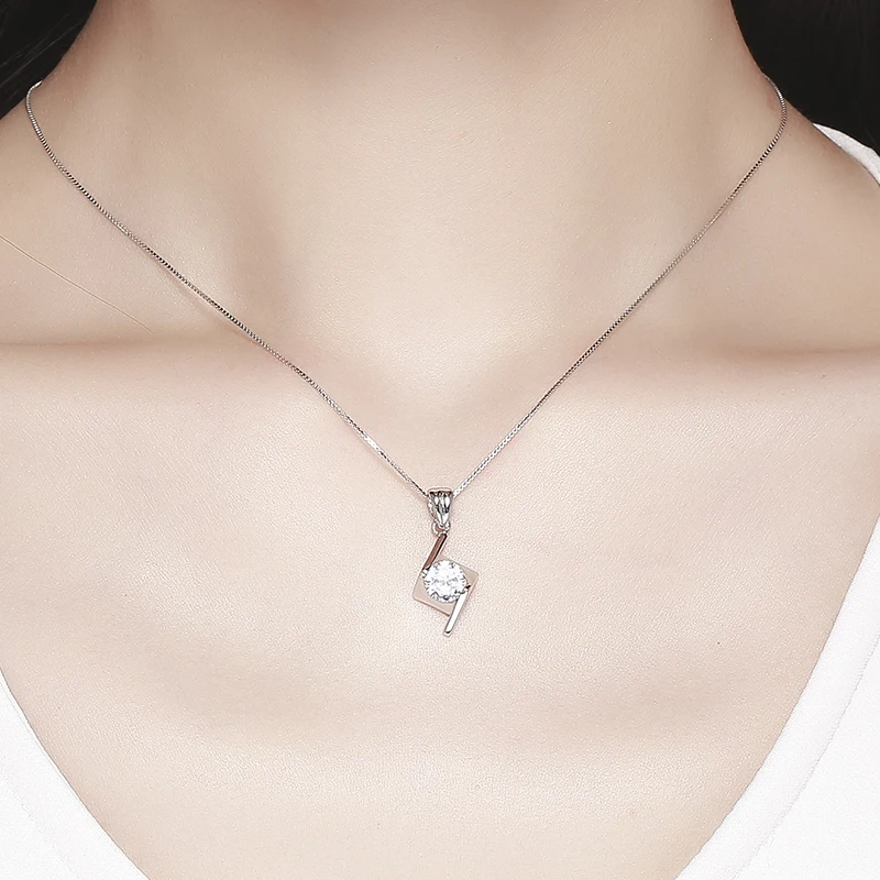 Elegantné 925 Sterling Silver Set Cz Rhombus pingente prívesok Náhrdelník pre ženy dievčatá Svadobné šperky Undertale Pendentif Pendulo