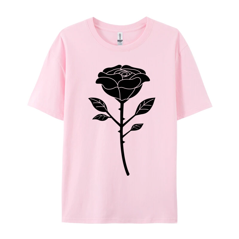 Elegantné a romantické veľké ruže Tees 2024 Zľavná posádka CrewNeck Normálny čistý bavlnený muži Tirk Nové dizajnérske ilustrácie