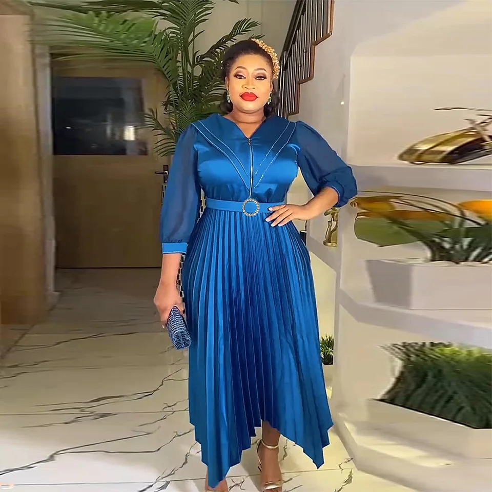 Elegantné africké dlhé šaty pre ženy Večer 2023 plus veľkosti skladané africké párty šaty Dámske oblečenie Dashiki Ankara Outfit