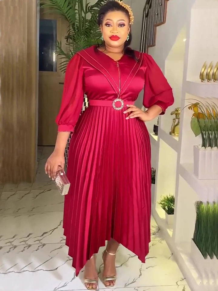 Elegantné africké šaty pre ženy s dlhým rukávom Jeseň Africa Odice Office Lady Skladané párty šaty Dashiki Ankara Outfits