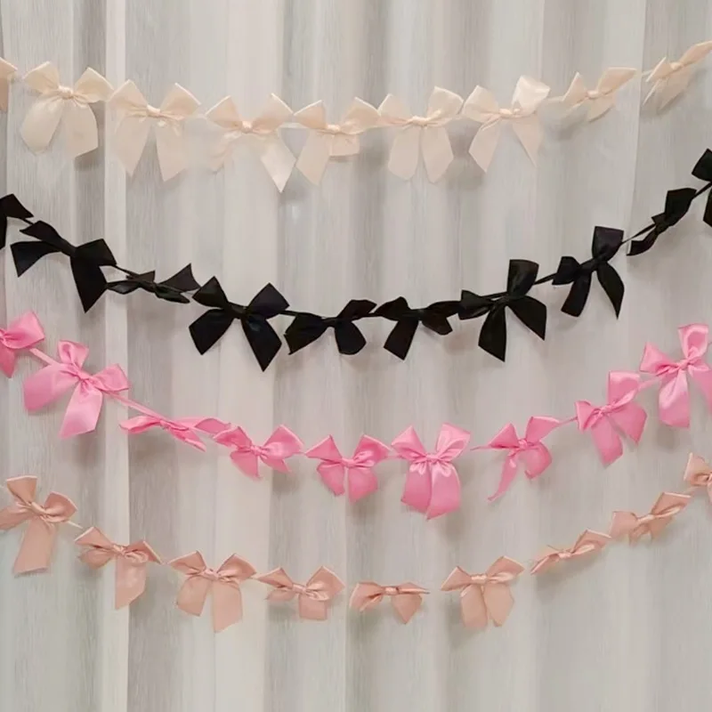 Elegantné bowknot stuhy na stenu na stenu závesné vlajky Mäkké ľahké dekoratívne dekoratívne girlandské fotografie pozadie rekvizity Party Banner