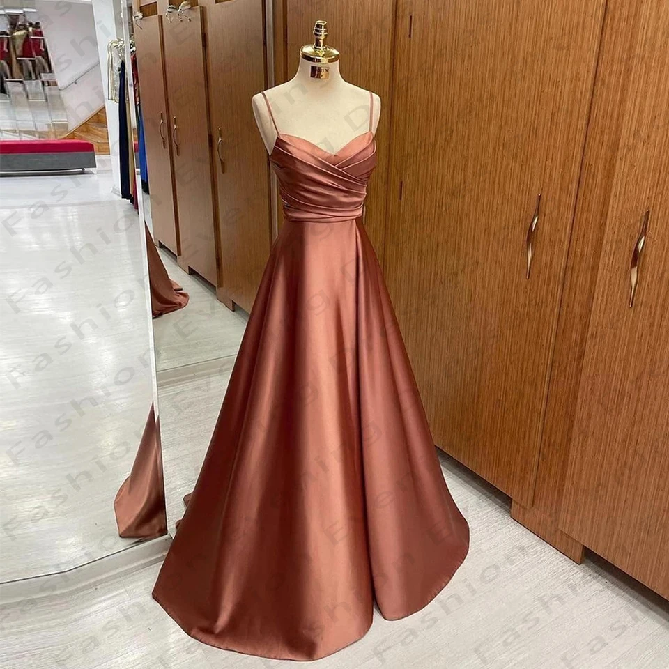 Elegantné dámske plesové šaty A-line saténové skladané sexy z ramena bez rukávov Princezná Večerné šaty Formálne plážové párty robe de de