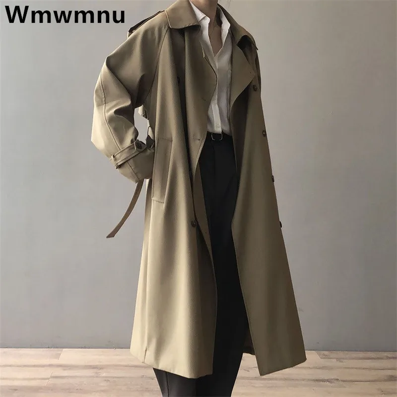 Elegantné kancelárske dámske priekopy Casaco Kórejský elegantný pás Vysoké ženy Windbreak Abrigos Classic Fashion Corta Vento Mantel
