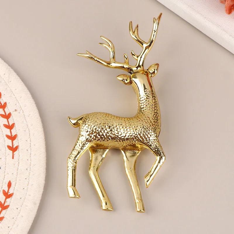 Elegantné krištáľové losy Shinny Glitter Deer Gold Stand Reindeer Figuríny Vianočné prívesky