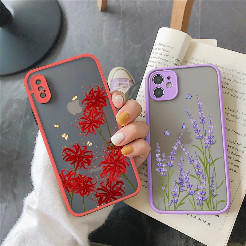 Elegantné levanduľové higanové kvetinové puzdro pre iPhone 7 8 plus 12 13 mini 11 15 14 Pro Max x xr xs max