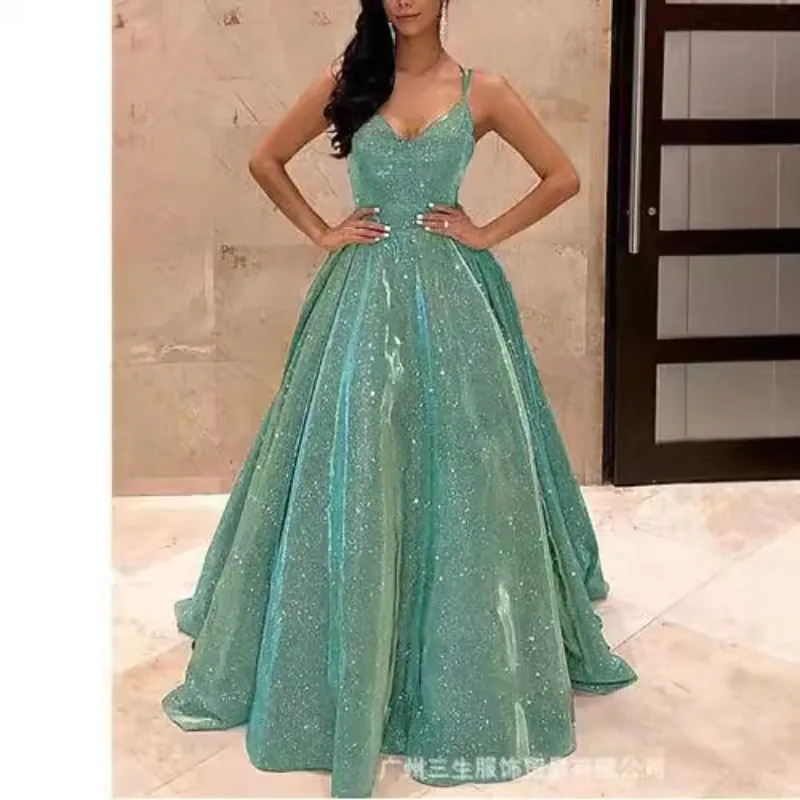 Elegantné luxusné ženy Korzetové párty šaty sexy popruh v krk ohlávateľ lesklé hosťa promócie celebrity večerné šaty dĺžky dĺžky podlahy