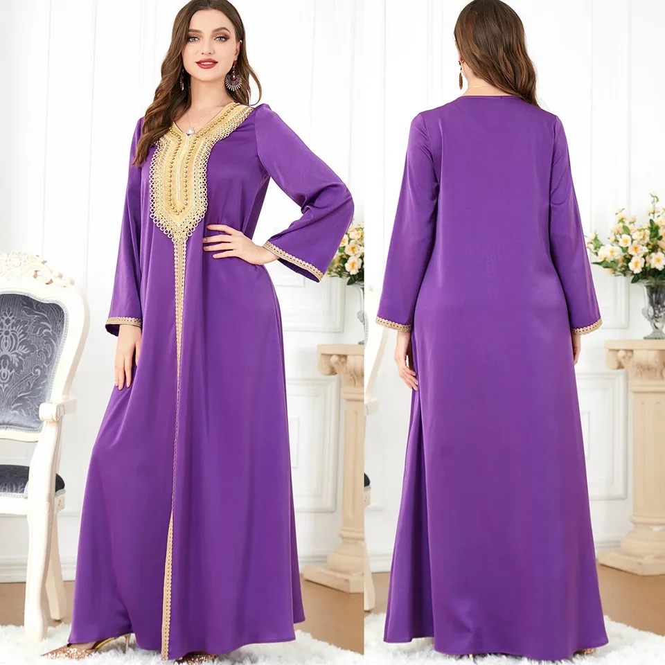 Elegantné marocké kaftan rúcho Ramadan femme dubaj abaya šaty eid moslim jalabiya šaty pre ženy móda Islamské morčacie oblečenie