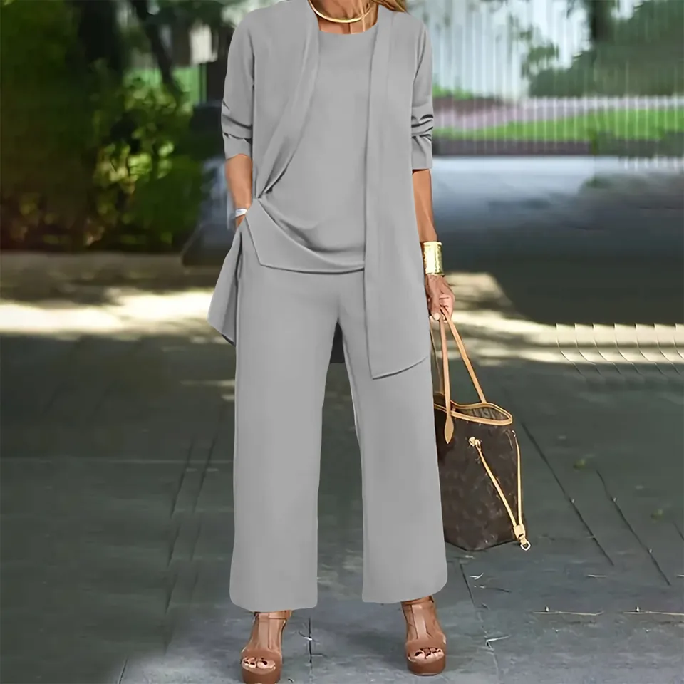 Elegantné nohavice Oblek pre dámsku čisto farebná zimná módna móda Warm Casual Two -Pet pre ženy, ktoré sú formálne príležitosti Wear