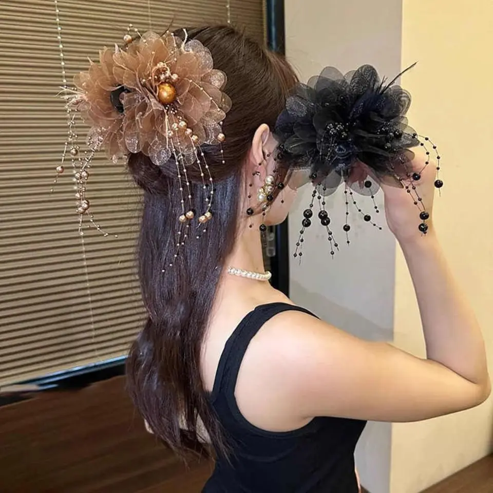 Elegantné pivonové kvetina uchopenie klip plastový klietok hlavy vlasov pazúl pazel luk hairgrips girl