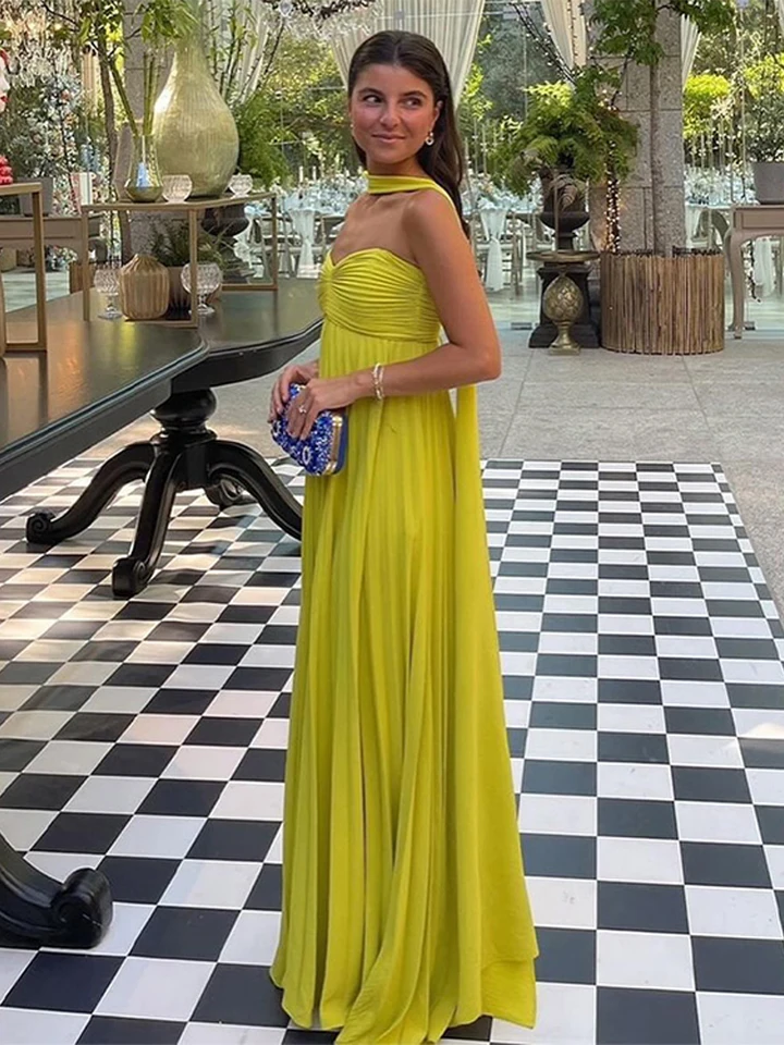 Elegantné pásky bez ramienok Dámske dlhé šaty Sexy bez rukávov bez rukávov bez rukávov skladané večerné šaty Lady Elegantné kokteilové šaty Nové šaty
