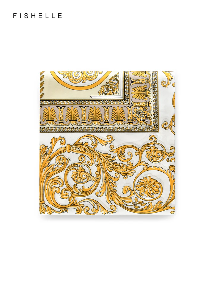 Elegantné vzory Zlaté 100% prírodné hodvábne šál saténové štvorky šály luxusné darček žien zabaľte Bandana hidžáb šál 90 cm