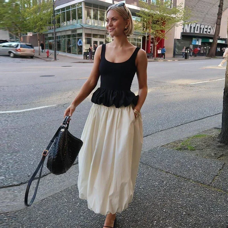Elegantné zviazané lemové orezané vrcholy pre ženy sexy sexy z ramena U-Neck Slim Tanks