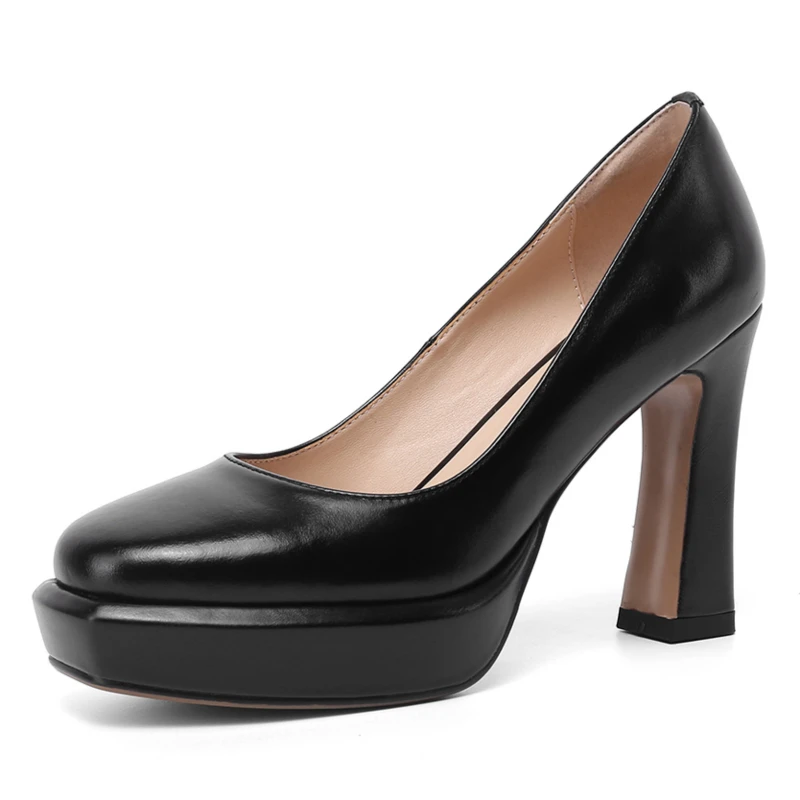 Elegantné čierne nahé dámske päty pumpy pumps topánky Originálne kožené platformy vysoké podpätky pracovné večierky Svadobné topánky Dámy