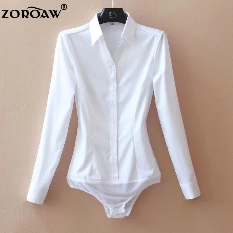 Elegantné ženské košele kancelárska dámska Bodysuit Biele ženy Blúzky s dlhým rukávom Bodyzuits jar leto letné módne dámske topy