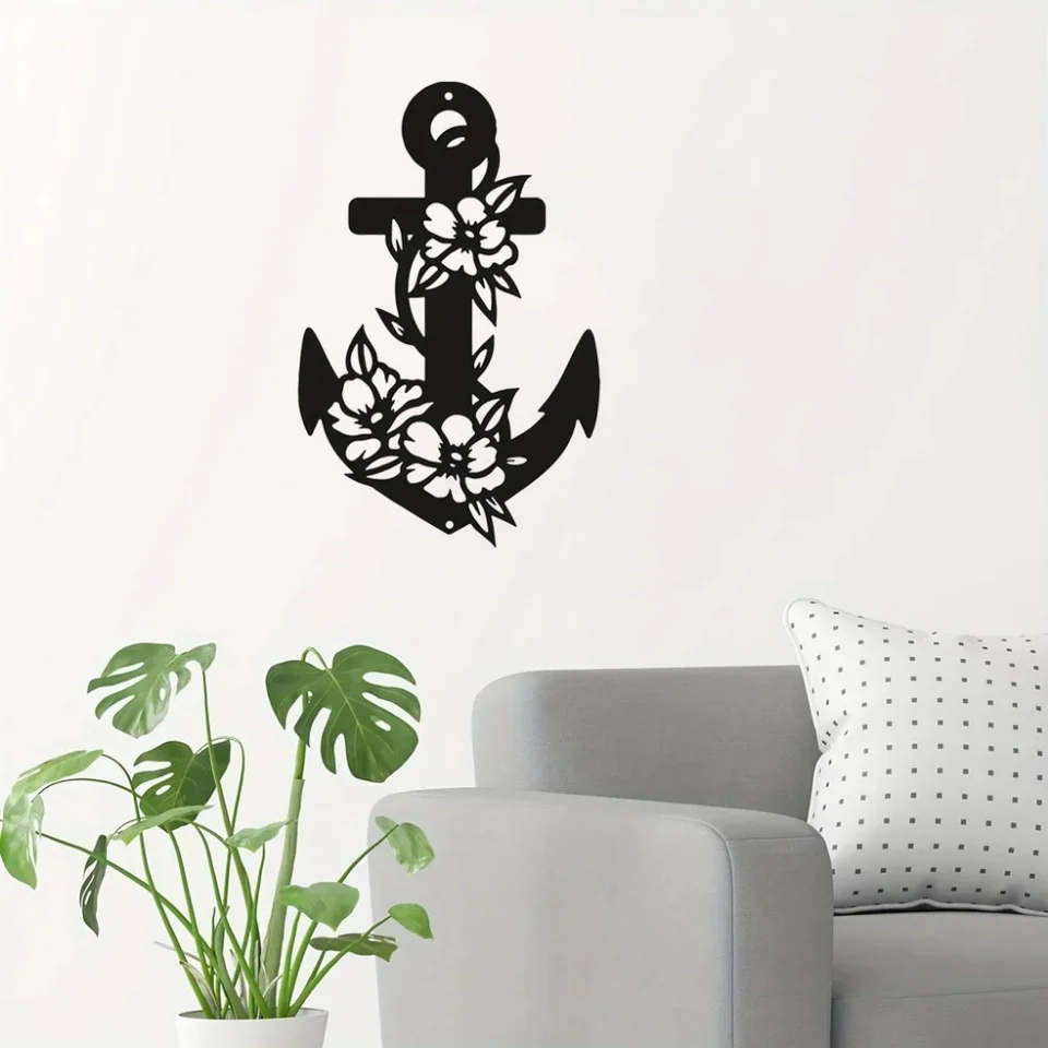 Elegantný morský štýl: 1pc laser-cut železná kotvená nástenná umenie, perfektná zmes pre statok a domy na prítok