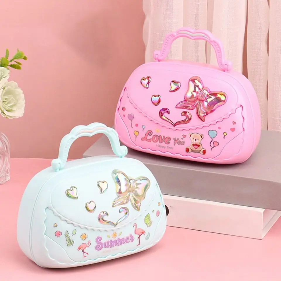 Elegantný tvar vrecka Rotujúce dievča hudobné box karikatúry plastová kabelka hudobná škatuľka Mini hudobné šperky box šperky na klenoty