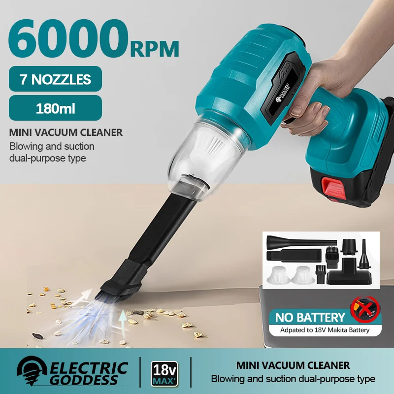 Elektrická bohyňa Mini kefy bezdrôtový bezdrôtový vákuový čistič 6000 ot / min.