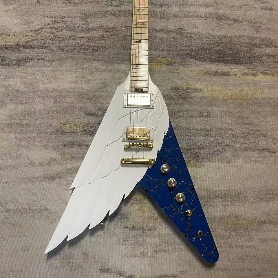 Elektrická gitara 6-akordové krídla krídla Carving Edition, s prírodným drevom zafarbeným telom a obrázkami dodávanými továrňou. Objednávka