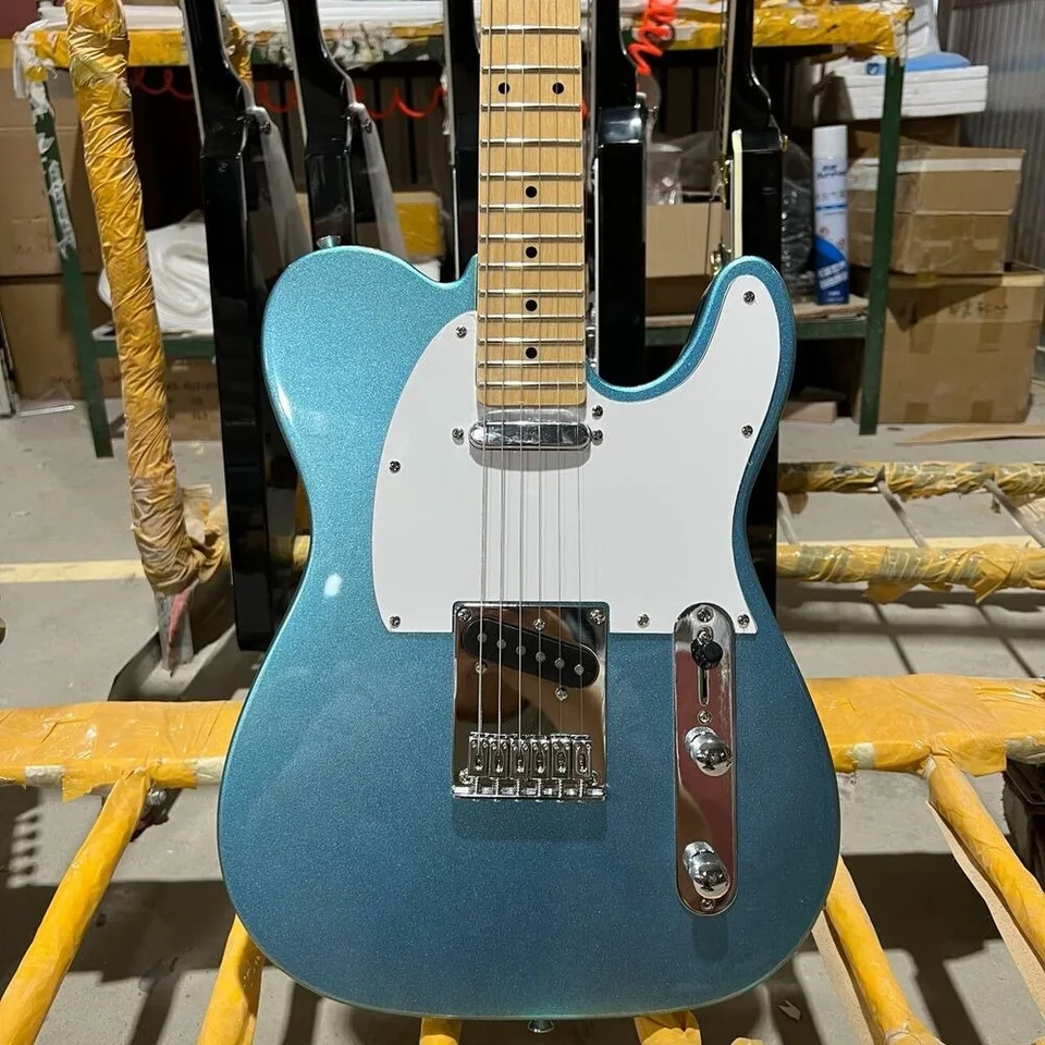 Elektrická gitara Maple Fretboard mahagany telo kovová modrá farba