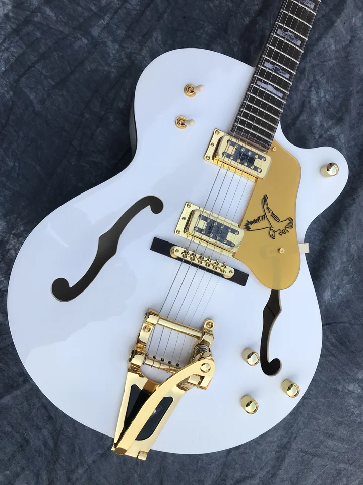 Elektrická gitara OEM 6 String, Ffinish Gloss White Semi Dutlow Body, Dodávka zadarmo