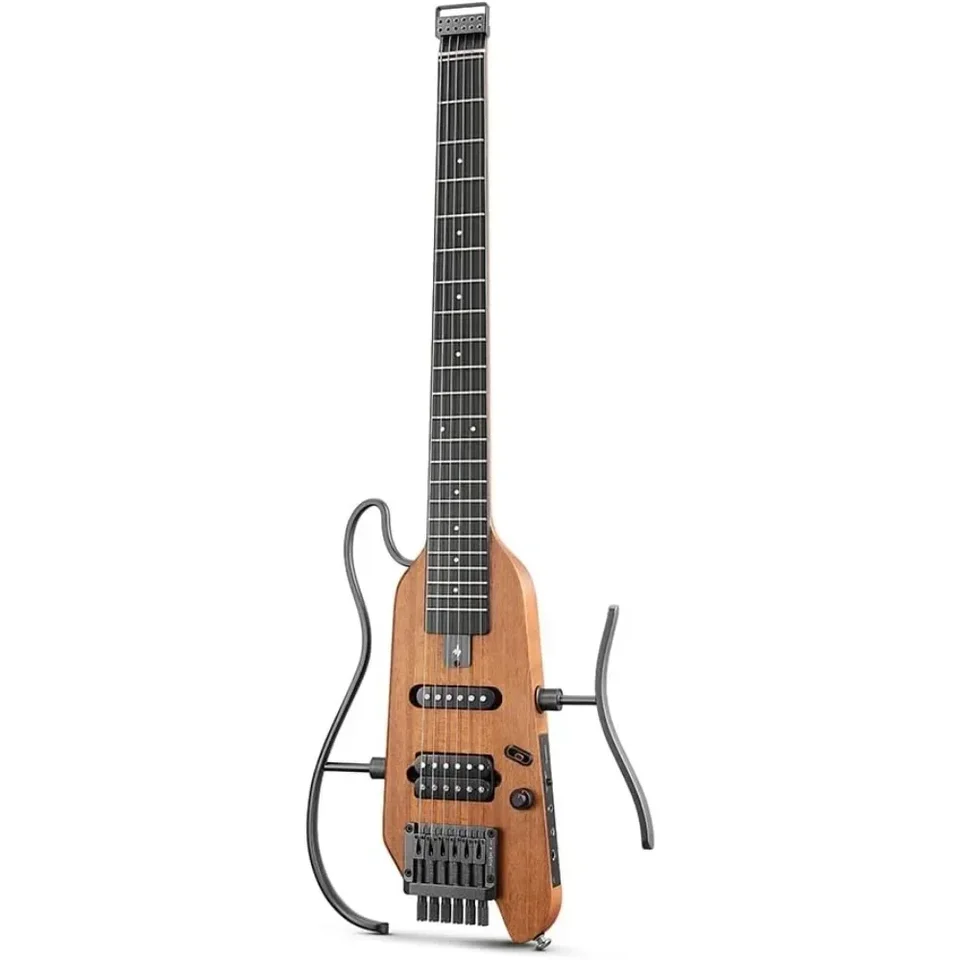 Elektrická gitarová súprava Feather Light bezhlavá gitara, skvelá pre cestovanie a cvičenie, mahagónové pevné telo s ľahkými zostavami stojanov