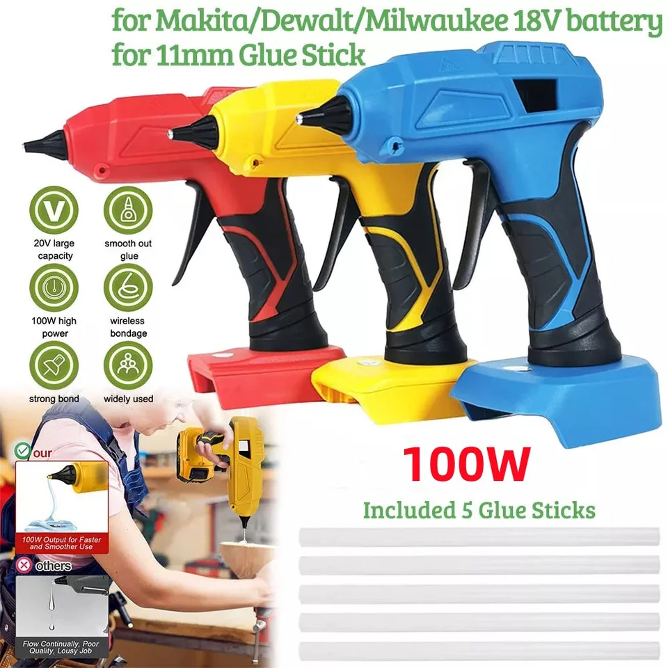 Elektrická horúca lepšia pištoľ Glue Glue 11 mm lepiacou paličkou Horúca zváracia pištoľ pre Makita dewalt 18V batéria bezdrôtovej lepiacej pištole (bez batérie)