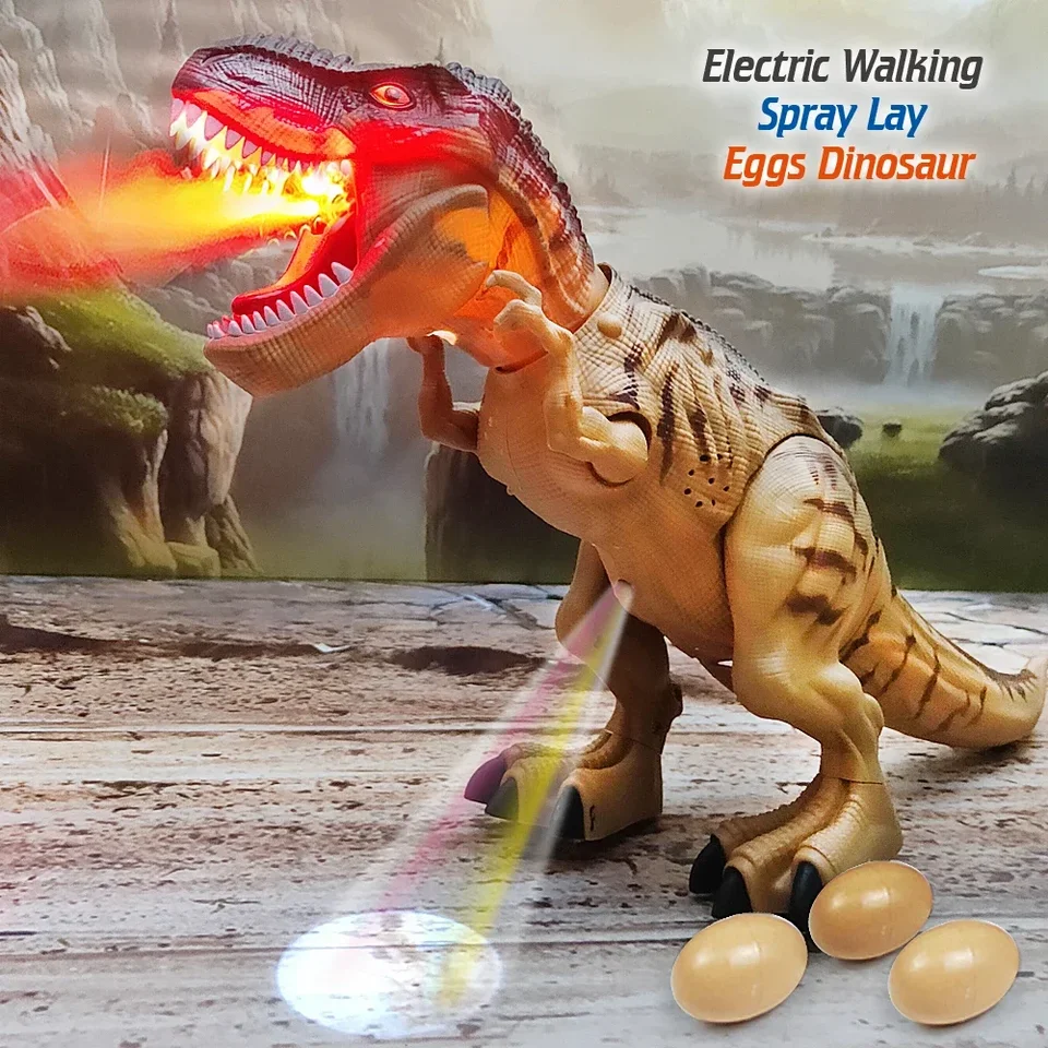 Elektrická hračka s veľkou veľkosťou kráčajúci sprej ležanie vajíčok dinosaurus robot s ľahkým zvukom mechanické hračky dinosaurov