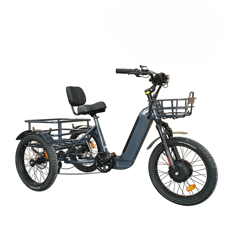 Elektrická trojica tukových pneumatík 3 kolesá Elektrická trojkolka Tri kolesá Dospelý náklad náklady Ebike Dodávka Elektrický bicykel 3 koleso