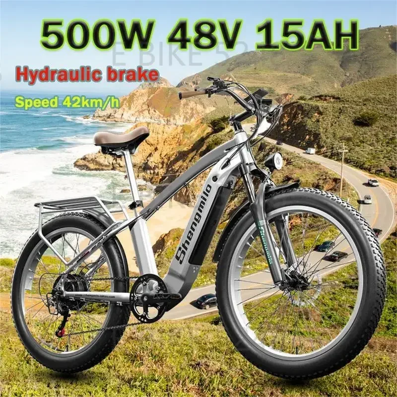 Elektrické bicykel shengmilo mx04 500W 48v15Ah retro 26inch Fat Tire Electric Bike Bike Motor Mountain pre dospelých v teréne Ebike