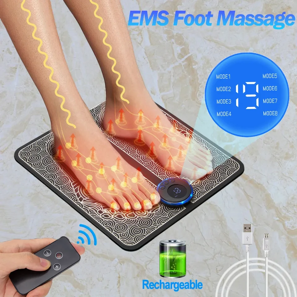 Elektrické EMS Foot Massager Pat Dess Dens Masáž svalové stimulácie Reliéf Bolesť Zlepšenie krvného obehu, kvapka
