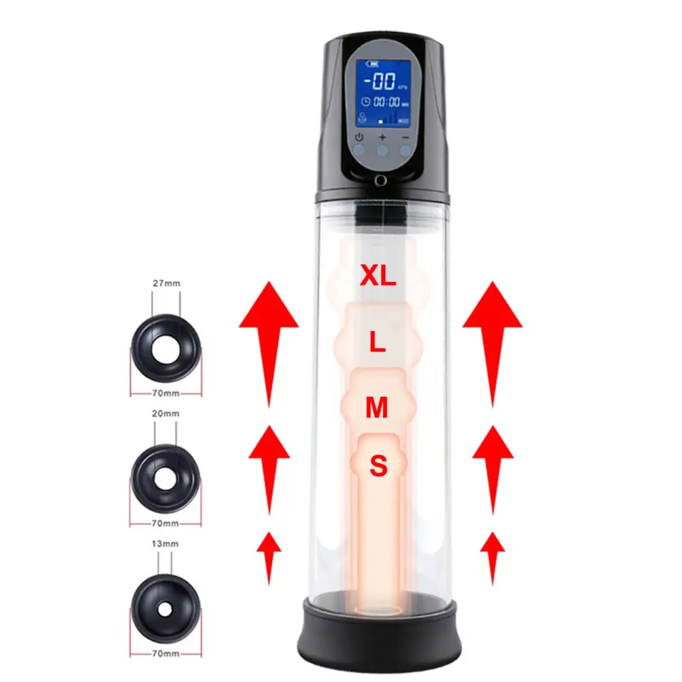 Elektrické vákuové penis pump pumpa Pánske hračky Penis Extender 4 sanie režimy LED displej Č Nabíjateľný kohút tréningový penis predĺženie penisu