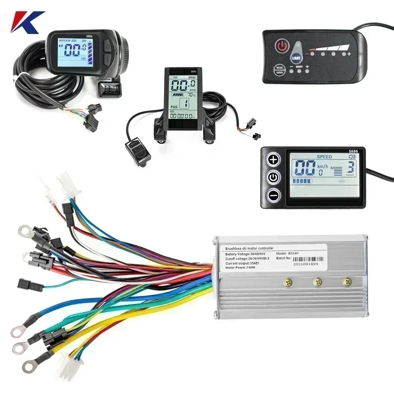 Elektrický bicykel bez kefy bez regulátora 25A 35A s LCD displejom Elektrickým bicyklom E-Bike Accessories Parts 36V 48V 750W 500W