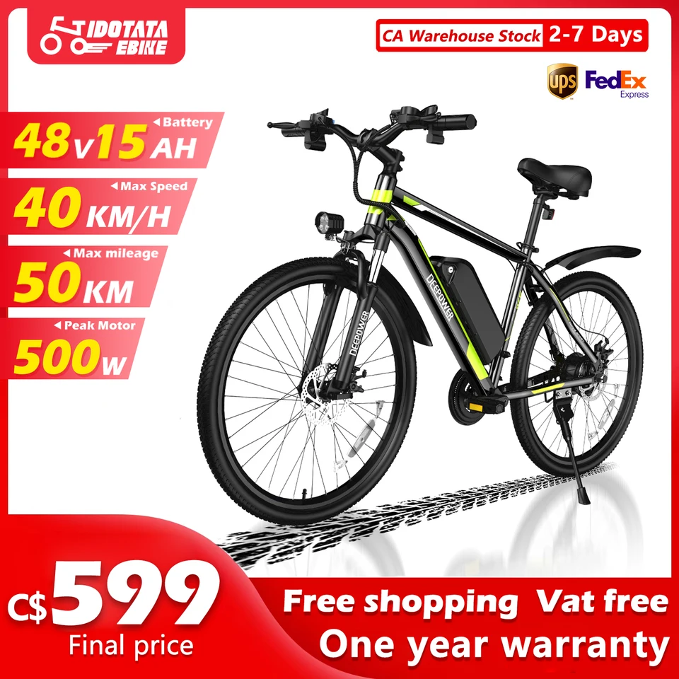 Elektrický bicykel IDOTATA S26 500W Motor 48V 12,8AH Odnímateľná lítiová batéria 26inch Mountain Electric Bike 21speed cyklovanie Ebike