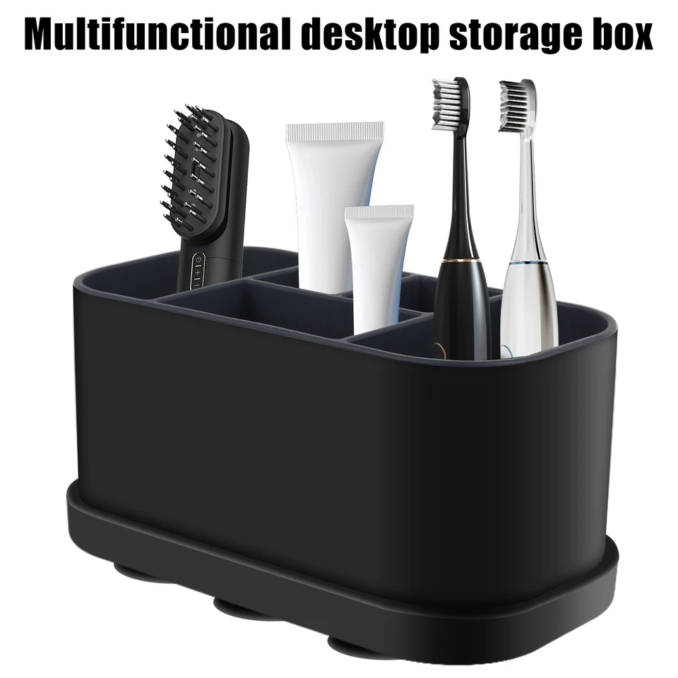 Elektrický držiak na zubnú kefku 5 slotov zubná kefka Stáčok s odtokovým otvorom make -up kefy Storage Box Organizátor kúpeľňa