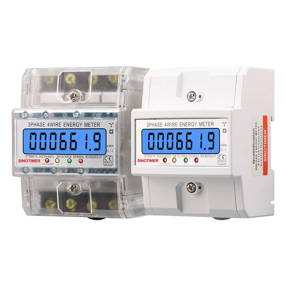 Elektrický energetický meter trojfázový LCD digitálny displej DIN Rail Montáž 4- vodiče elektrický meter wattmeter AC 3*230/400 V 50 Hz