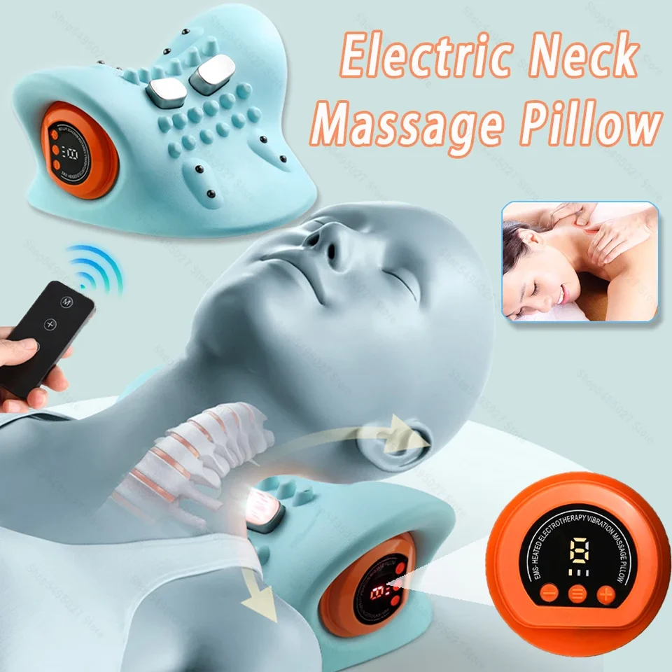 Elektrický krk Massager pulzový krk nosidlá krk Cervikálna trakcia relax tepla krčka vankúša masáž korekciu chrbtice ramien