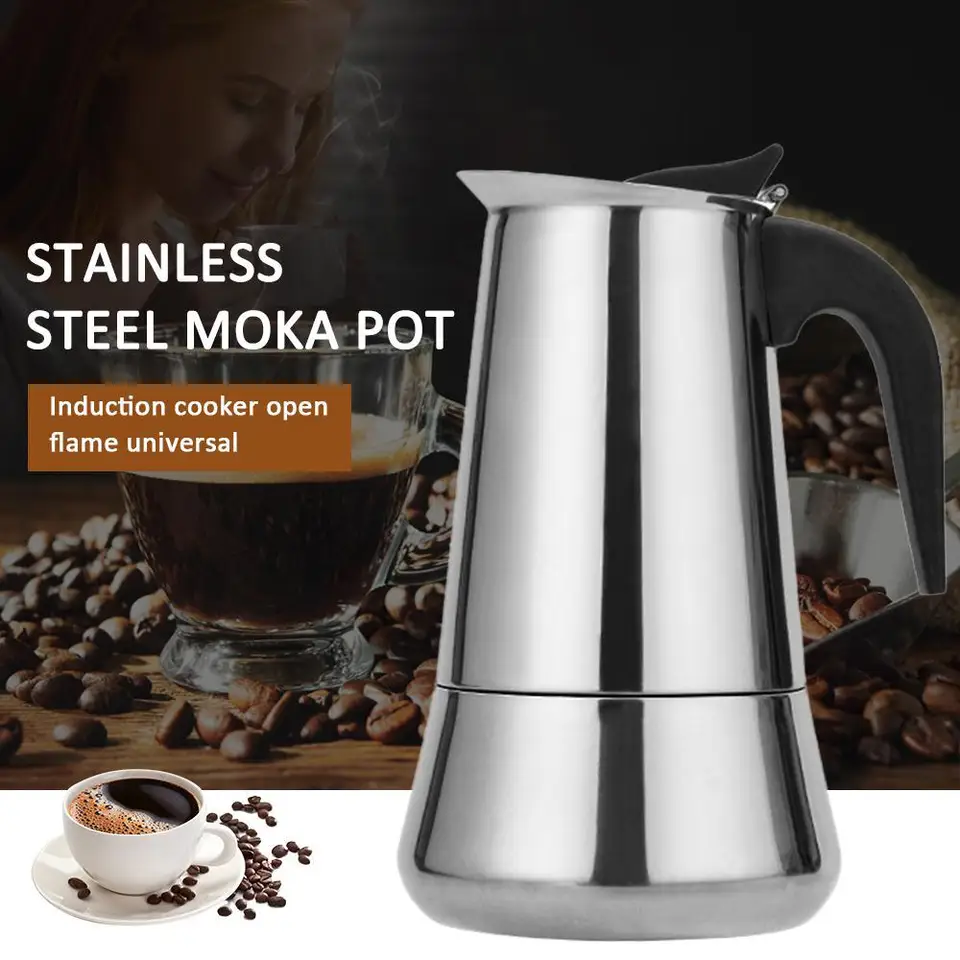 Elektrický kávový hrniec Moka 2/4/6/9/12 šálky z nehrdzavejúcej ocele zahusťovanie espresso kávovar Taliansky kubánsky klasický kávový hrniec