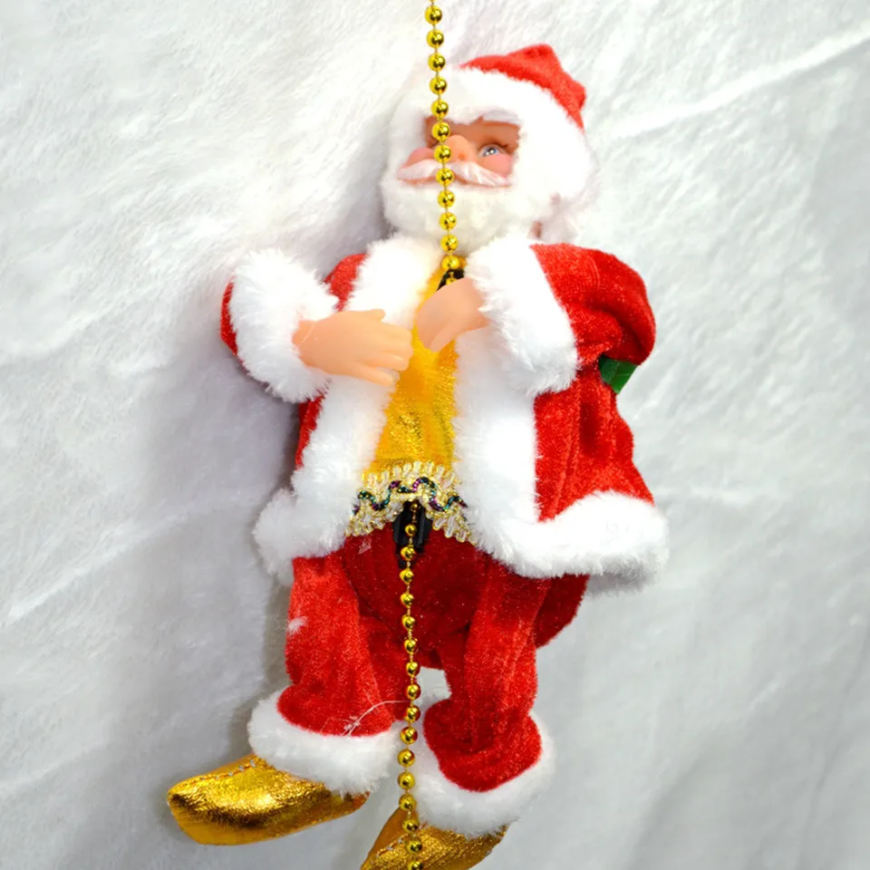 Elektrický lezecký rebrík Santa Claus vianočná figúrka ozdoba vyliezť po korálkoch a opakovane choďte dole pre deti hračky D5
