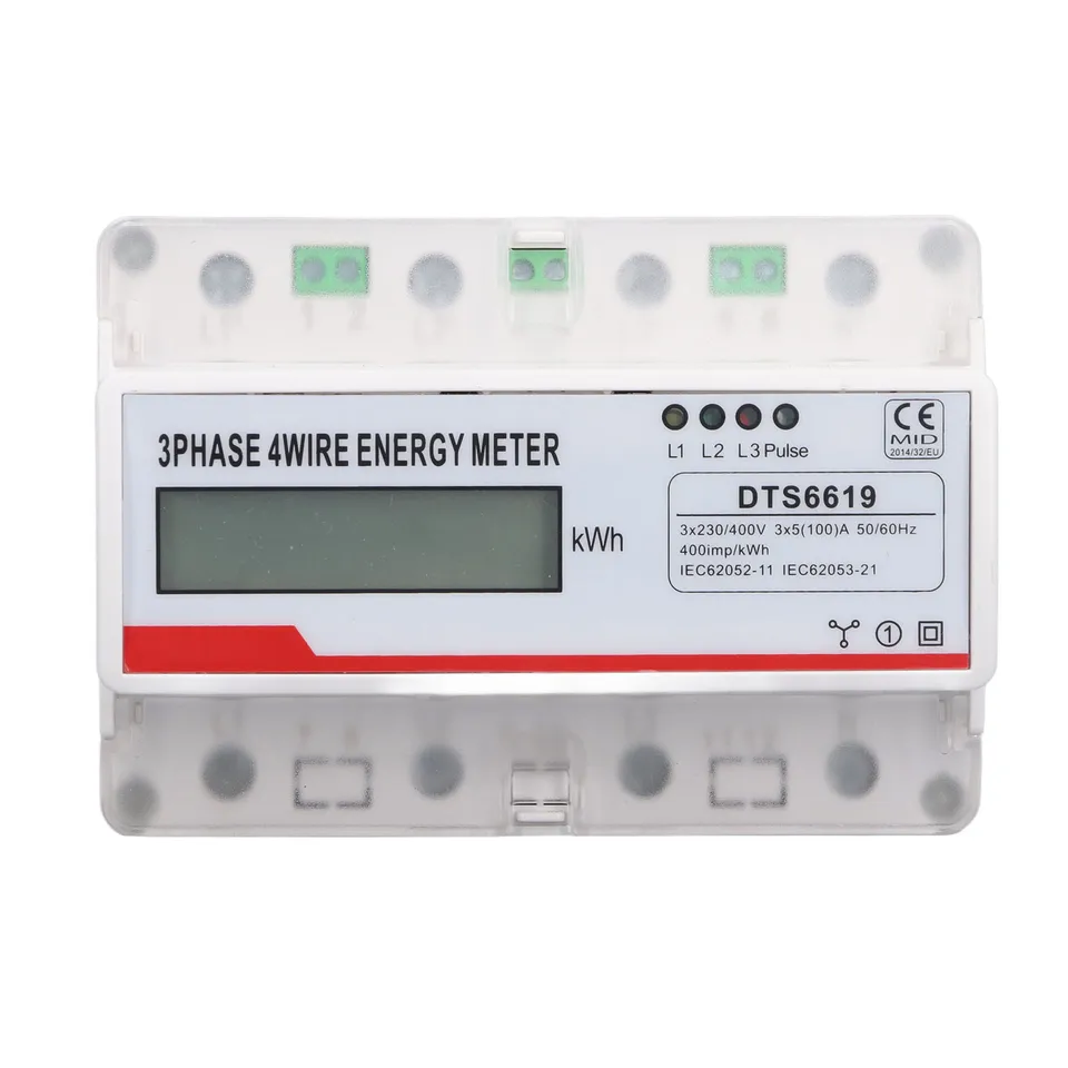 Elektrický meter 7p energetický meter 3 fázový 4 drôtový LCD displej KWH Monitor 35 mm koľajový držiak na elektrickú energiu 230 400V 5 (100) a