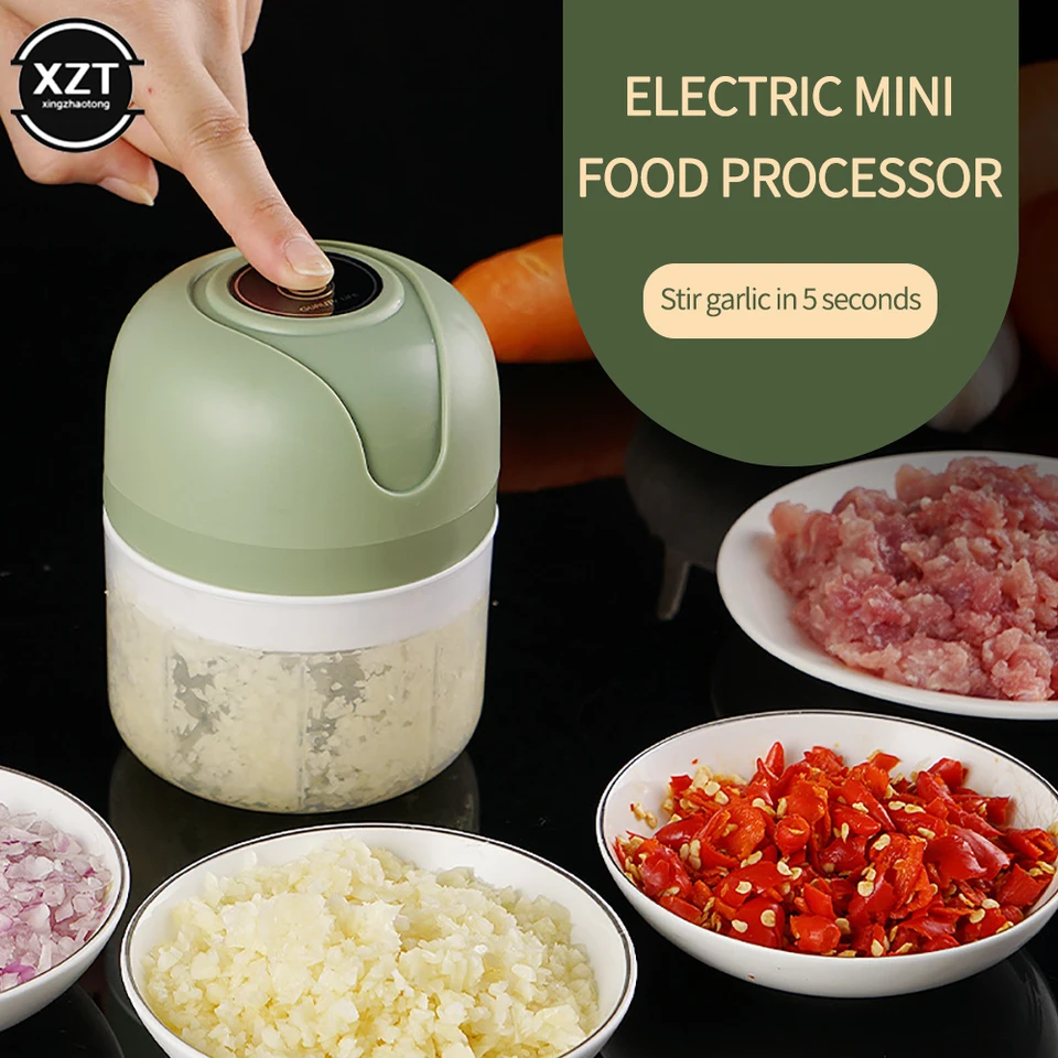 Elektrický mini cesnak Chopper USB Mäso brúska cesnakový kalent stroj pevná odolná drvená zázvor