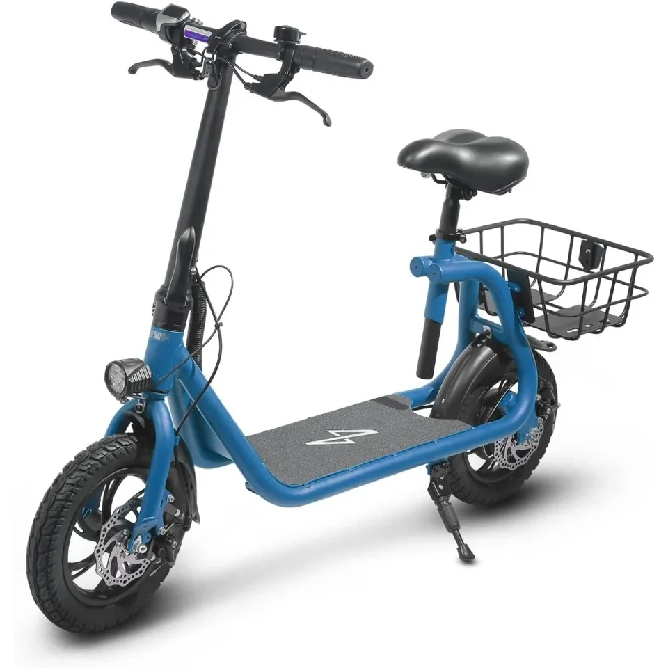 Elektrický skúter pre dospelých - Svojeteľný skúter so sedadlom a nosím - 450 W bez kefy 36V - 15 mph 265 libier max