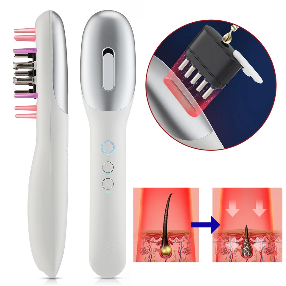Elektrický sprej masáže mikro prúdu hlavy Meridian Massager proti vypadávaniu vlasov Fyzioterapia Červená a modré svetlo Nourish pokožka hlavy
