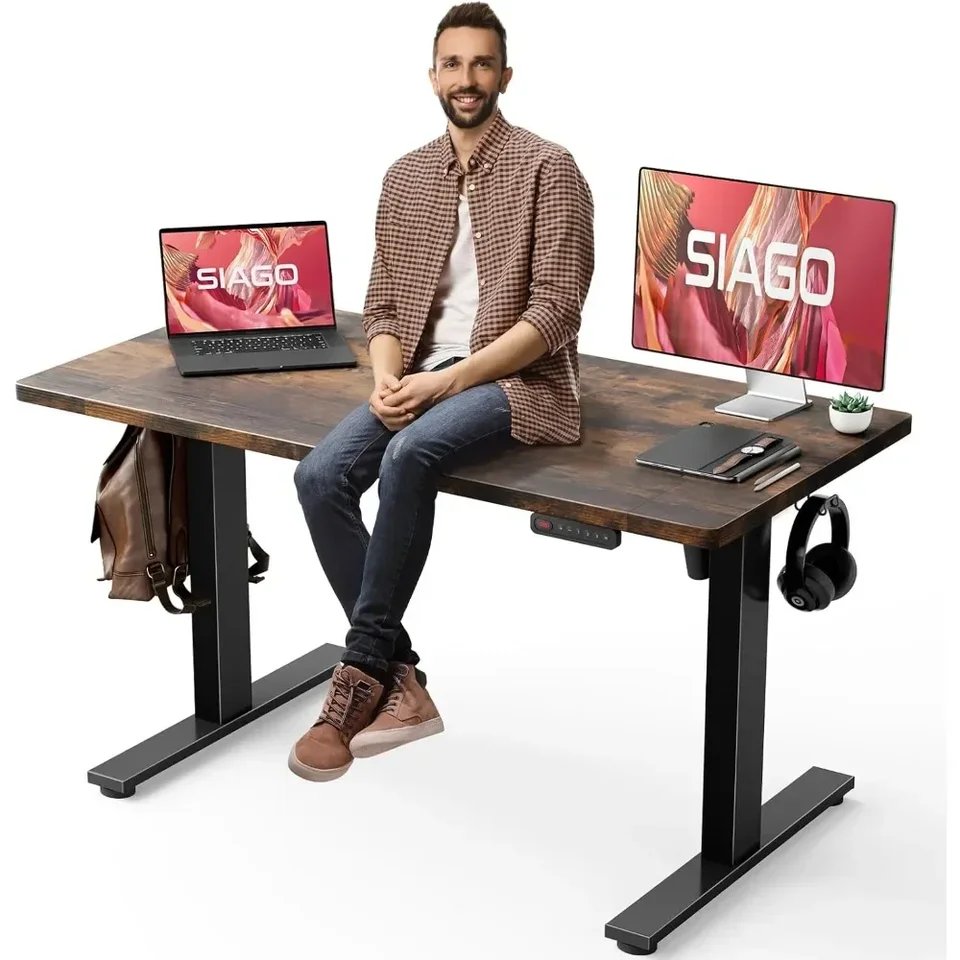 Elektrický stolný stôl nastaviteľný - 48 x 24 palcov Sit Stand Up Desk s riadením káblov - 3 Pamäťová predvoľba nastaviteľná výška stola