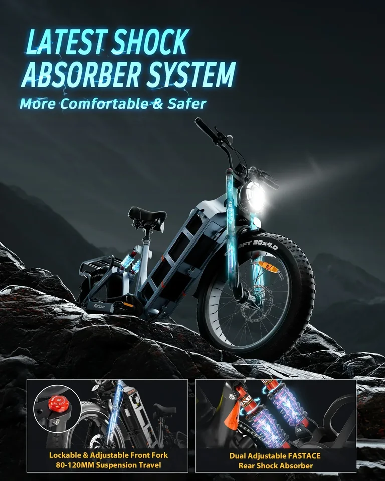 Elektrický terénny motocykel Elektrický bicykel 1 000 W motor 48v60AH Veľká batéria 20*4,0 tukových pneumatí