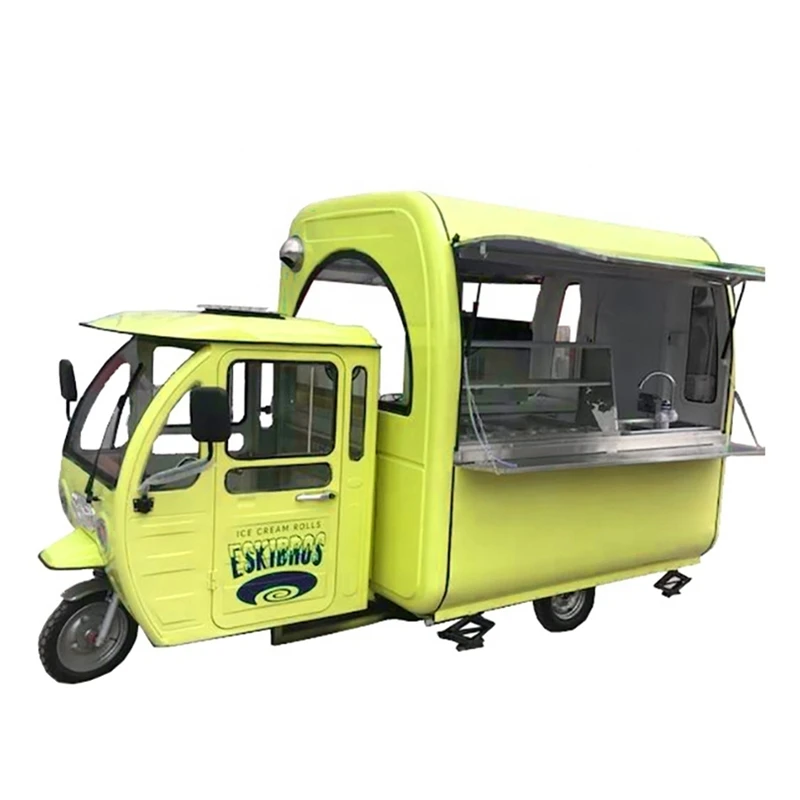 Elektrický trojkolesový nákladný automobil Thajsko tuk tuk smažené zmrzlinu Roll Food Ward Cart Cart Car pre rýchle občerstvenie