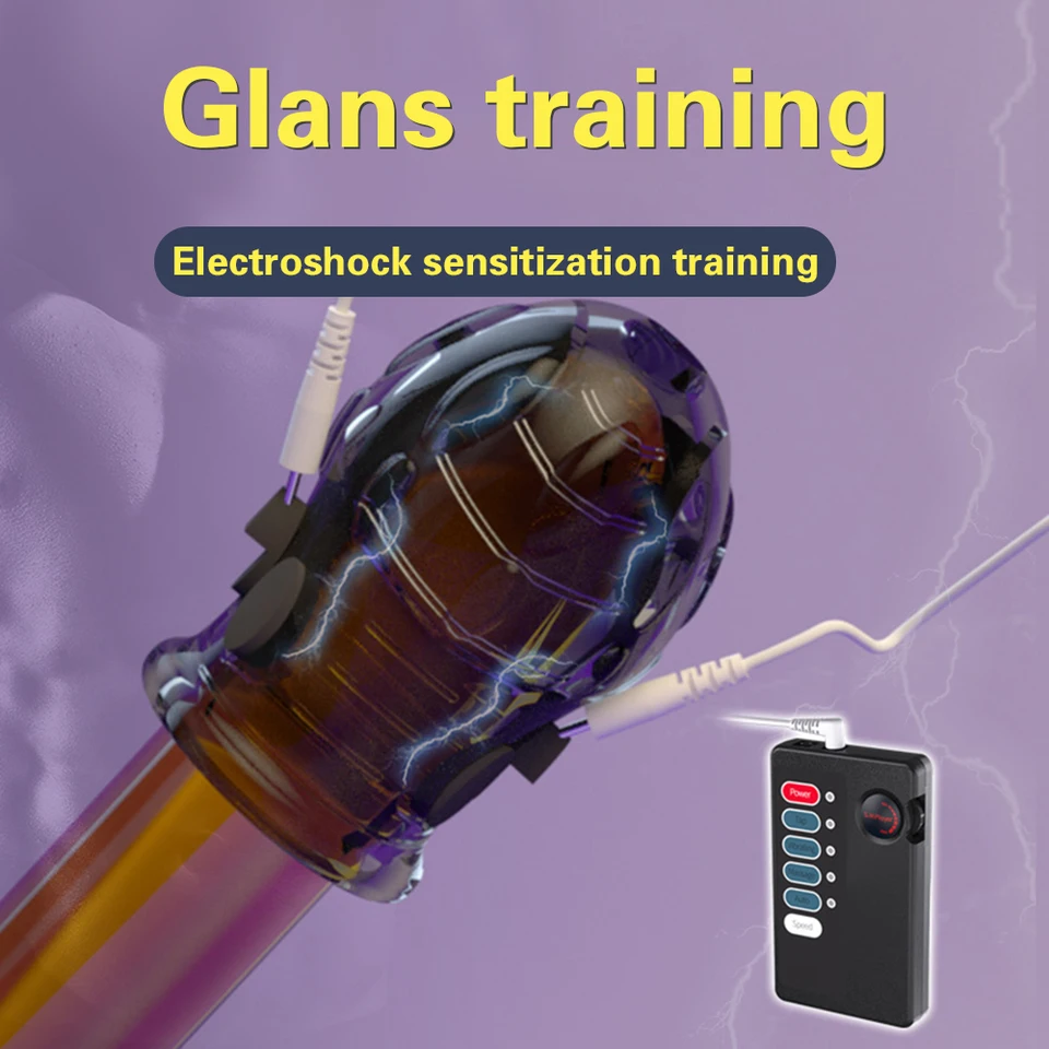 Elektrický šok kohúta penis Penis Glans rukávový ejakulácia oneskorenie klietky Dick Stimulačná terapia Men masturbácia sexuálne hračky pre homosexuálov