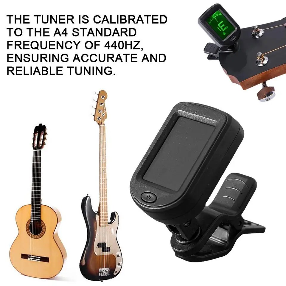 Elektronická klip-on digitálna gitarová tuner LCD obrazovka pre husle basové ukulele chromatické ladenie režimov