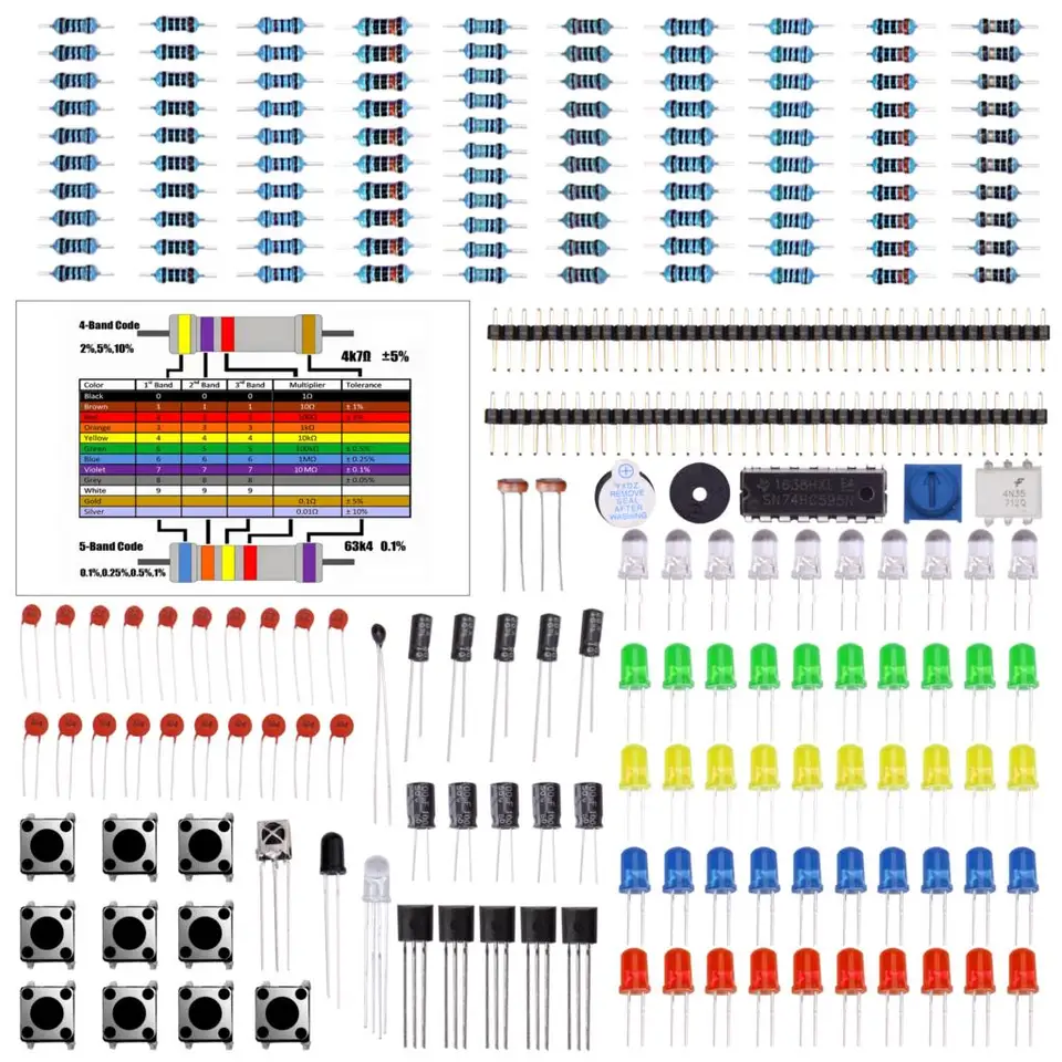 Elektronická komponent Základná štartovacia súprava s presným potenciometrom, bzučiak, kondenzátor kompatibilný pre Arduino