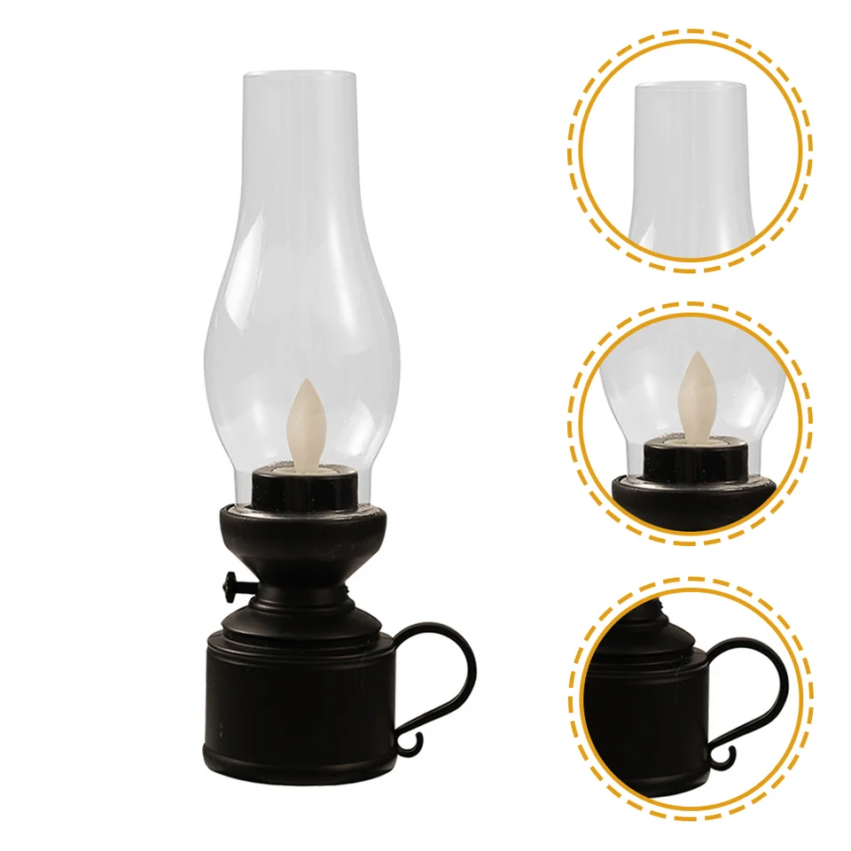 Elektronická petrolejová lampa dekoratívna olejová lemva svetlo prevodovku retro plastová komponent LED vintage
